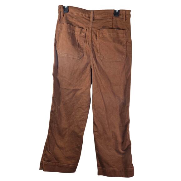 QUINCE Rust Organic Stretch Cotton Twill Wide Leg Cropped Pants size 30 - Picture 2 of 9